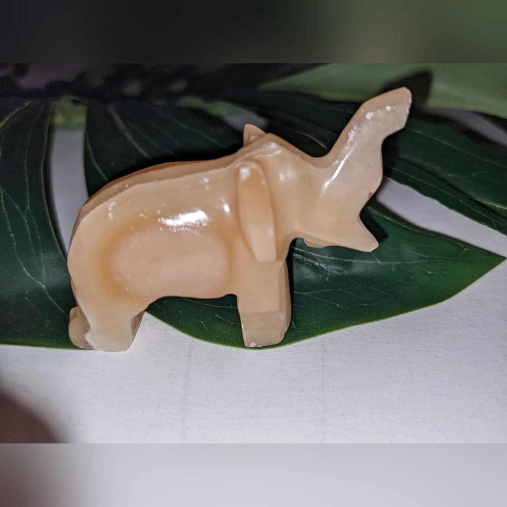 Hand Carved Multi Tone Onyx Marble Elephant Figurine.